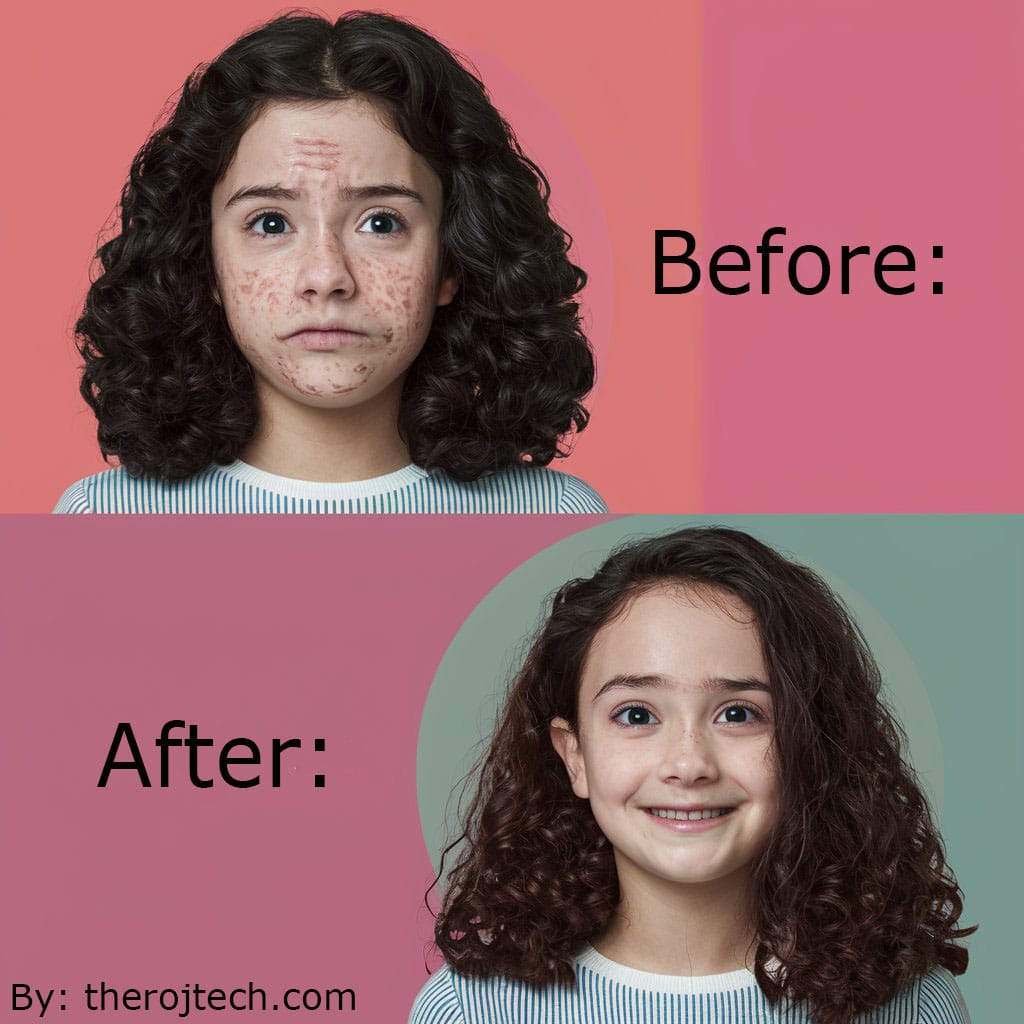 Face steam before after image